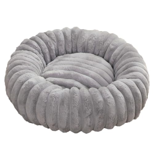 Hundebett Donut, Katzenbett, rundes Bett in Donutform, Sofa, Kissen, waschbar, für Hunde, orthopädisch, rutschfeste Unterseite, weicher Plüschstoff (40 cm, grau) von ZHULONGRUSHUI