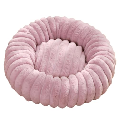 Hundebett Donut, Katzenbett, rundes Bett in Donutform, Sofa, Kissen, waschbar, für Hunde, orthopädisch, rutschfeste Unterseite, weicher Plüschstoff (80 cm, Violett) von ZHULONGRUSHUI