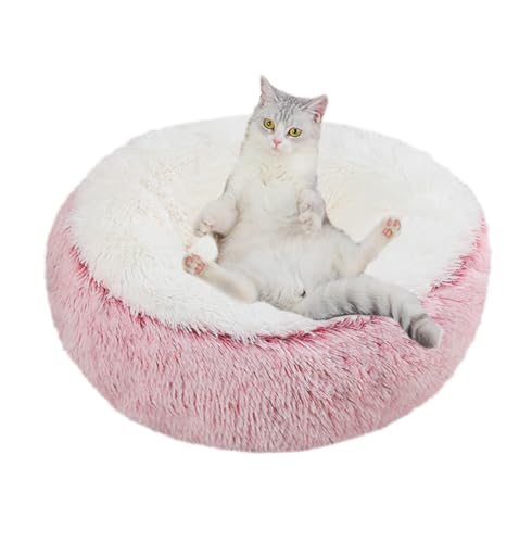 ZHULONGRUSHUI Beruhigendes Katzenbett, Donut-Bett, Anti-Angst, Haustierbett, Katzenbetten für Indoor-Katzen/Kätzchen, kleines Katzenbett, Sofa mit rutschfester Unterseite für Welpen, Hunde, waschbar von ZHULONGRUSHUI