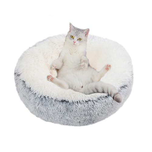 ZHULONGRUSHUI Beruhigendes Katzenbett, Donut-Bett, Anti-Angst, Haustierbett, Katzenbetten für Indoor-Katzen/Kätzchen, kleines Katzenbett, Sofa mit rutschfester Unterseite für Welpen, Hunde, waschbar von ZHULONGRUSHUI