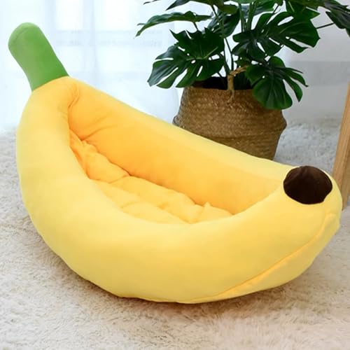 ZHULONGRUSHUI Großes Bananenförmiges Schlafsofa für Hunde und Katzen, weich, mit abnehmbarem Bezug, bequeme Couch für Hunde und Katzen (100 x 65 x 17 cm) von ZHULONGRUSHUI