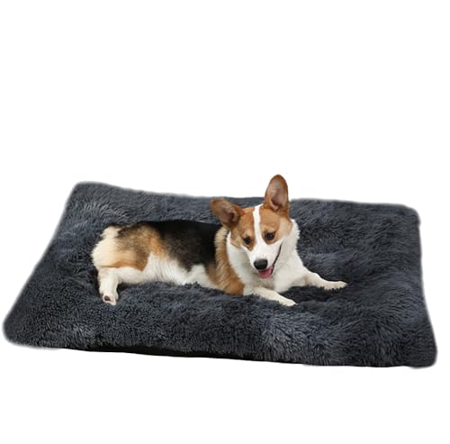 ZHULONGRUSHUI Hundebett,Haustierbett,Hundesofa,Flauschig Waschbar Hundekissen,Kuschelig Rechteckiger Hundekörbchen,rutschfeste Unterseite,für Kleine,Mittlere und Große Hunde Katzen(Dunkelgrau) von ZHULONGRUSHUI