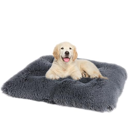 ZHULONGRUSHUI Hundebett,Hundebett Mittelgroße Hunde Waschbar Hundekissen flauschig,Hundekissen,Hundesofa,rutschfeste Unterseite,Langer Plüsch,Weich& Bequem,multifunktional,tragbar(Dunkelgrau) von ZHULONGRUSHUI