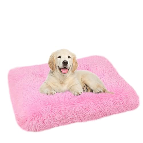 ZHULONGRUSHUI Hundebett,Hundebett Mittelgroße Hunde Waschbar Hundekissen flauschig,Hundekissen,Hundesofa,rutschfeste Unterseite,Langer Plüsch,Weich& Bequem,multifunktional,tragbar(Rosa b) von ZHULONGRUSHUI