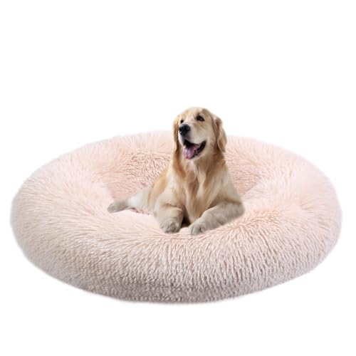 ZHULONGRUSHUI Hundebett,Hundekorb,Katzenbett,Beruhigende Donut Hundebetten Großer,Haustierbett Flauschig,maschinenwaschbar,Mittelgroße und Große Hunde,Katzen und Andere Haustiere(Beige) von ZHULONGRUSHUI