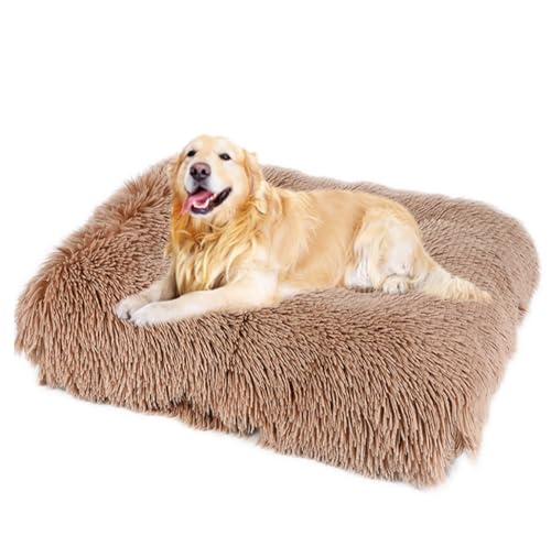 ZHULONGRUSHUI Hundebett,Langer Plüsch,Hundekissen,Waschbar,Flauschige Hundematte,Hundekorb,multifunktional,rutschfeste Hundesofa Hundematratze für Mittelgroße Hunde und Katzen(Kaffee) von ZHULONGRUSHUI