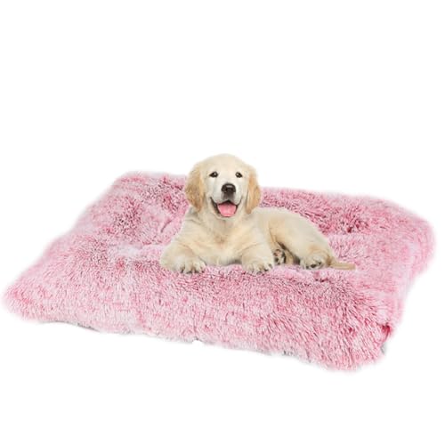 ZHULONGRUSHUI Hundebett,Waschbar Hundekissen flauschig,Hundesofa,Haustierbett,Hundekorb,Langer Plüsch,rutschfeste Unterseite,tragbar,Weich& Bequem,Anti-Angst,multifunktional(Rosa) von ZHULONGRUSHUI