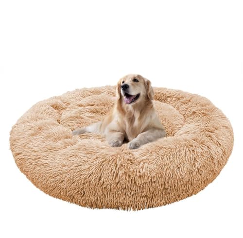 ZHULONGRUSHUI Hundebett,katzenbett,Hundekissen,Hundekorb,Donut Kissen Mittelgroße und Grosse Hunde mit Rutschfestem Boden,Abwaschbar Hundekissen hundesofa,Haustierbett Flauschig(Aprikosenfarbe) von ZHULONGRUSHUI