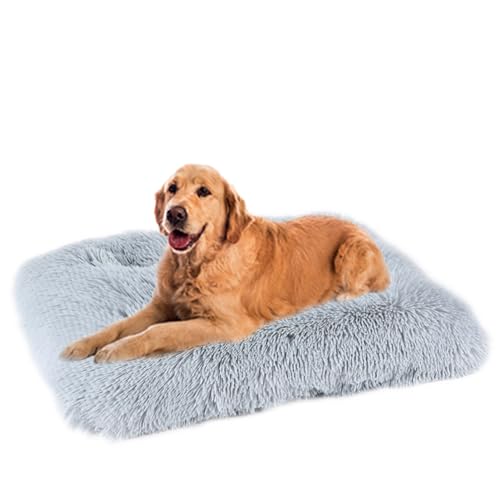 ZHULONGRUSHUI Hundebett Waschbar,Plüsch Flauschig Hundekorb Hundebett,Haustierbett,Hundesofa,Hundekissen,Rutschfestes Hundematte,Weich& Bequem,für Kleine,Mittlere und Große Hunde Katzen(Hellgrau) von ZHULONGRUSHUI