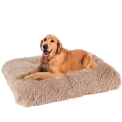 ZHULONGRUSHUI Hundebett Waschbar,Plüsch Flauschig Hundekorb Hundebett,Haustierbett,Hundesofa,Hundekissen,Rutschfestes Hundematte,Weich& Bequem,für Kleine,Mittlere und Große Hunde Katzen(Kaki) von ZHULONGRUSHUI