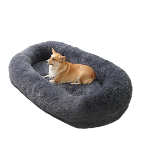 ZHULONGRUSHUI Hundebett aus Plüsch, beruhigendes Haustierbett, selbstwärmendes Katzenbett, flauschiges Anti-Angst-Hundebett, waschbar, orthopädische Hundebetten und Couch mit abnehmbarem Bezug mit von ZHULONGRUSHUI