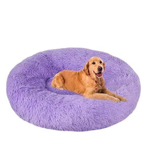 ZHULONGRUSHUI Hundebett für Mittelgroße Hunde und Große Hunde,Hundebett rund Hundekissen Hundesofa Katzenbett Donut,waschbar,Hundebett flauschig,Katzenkörbchen Warm Winter(Violett) von ZHULONGRUSHUI