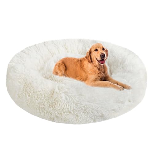 ZHULONGRUSHUI Hundebett für Mittelgroße Hunde und Große Hunde,Hundebett rund Hundekissen Hundesofa Katzenbett Donut,waschbar,Hundebett flauschig,Katzenkörbchen Warm Winter(Weiß) von ZHULONGRUSHUI