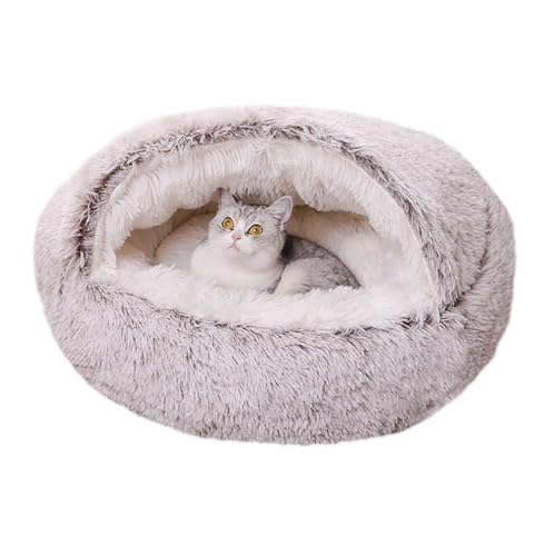 ZHULONGRUSHUI Katzenbett, Plüsch, gemütlich für den Innenbereich, Kätzchenbett oder kleine Hundebetten, selbstwärmend, flauschig, rund, beruhigend, waschbar, rutschfeste und wasserdichte Unterseite, von ZHULONGRUSHUI