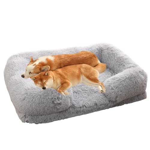 ZHULONGRUSHUI Orthopädisches Hundebett, beruhigendes Hundebett, Memory-Schaum, flauschige Hundematratze, Haustierbett mit abnehmbarem, waschbarem Bezug für kleine und mittelgroße Hunde (Hellgrau) von ZHULONGRUSHUI