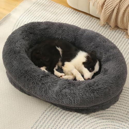 ZHULONGRUSHUI Weiches Hunde- und Katzenbett, warmes Haustierbett, gemütlich, Anti-Angst-Bett mit rutschfester Unterseite und waschbar, beruhigendes Hundebett für kleine, mittelgroße und große Hunde von ZHULONGRUSHUI