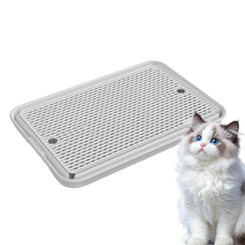 Katzentoilette Stufe Und Treppe, Katzenstreumatte Für Katzentoilette, Abnehmbarer rutschfeste Katzenklo Matte Haustierzubehör Für Kitten, 42x28.6x14cm von ZHUMCCY