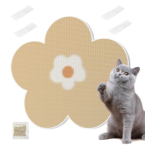 Kratzmatte Katze, Niedlich Blumenform Kratzmatte Kätzchen Kratzer Klebstoff Sisal Kratzteppich Für Wand Couch Teppiche Türen Möbelschutz von ZHUMCCY