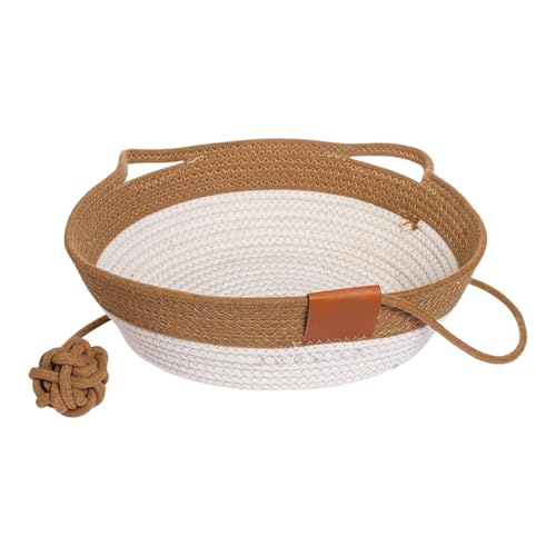 Rattan Katzenkorb, Handgewebtes Katzenbett 13 Zoll Faltbare Kratzhängematte Mit Katzenohr-Design, Mit Spielball Für Den Innenbereich Rattan Katzenkorb, Handgewebtes Katzenbett 13 Zoll Faltbare Kratzhängematte Mit Katzenohr-Design, Mit Spielball Für Den Innenbereich von ZHUMCCY