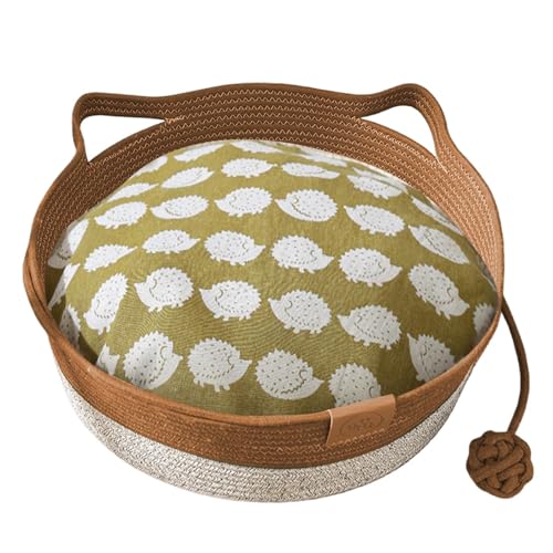 Rattan Katzenkorb, Handgewebtes Katzenbett Mit Waschbarer Abnehmbarer Weicher Kissen Niedlich Katzen Schreibtischkorb Für Draußen Schlafplatz Wohnzimmer Und Büro Rattan Katzenkorb, Handgewebtes Katzenbett Mit Waschbarer Abnehmbarer Weicher Kissen Niedlich Katzen Schreibtischkorb Für Draußen Schlafplatz Wohnzimmer Und Büro von ZHUMCCY