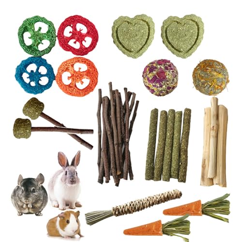 ZHUMCCY Kaninchen Spielzeug Set, Vielfältig Kaninchen Kauspielzeug MeerschweinchenSpielzeug Molares Spielzeugholz Für Kleine Haustiere von ZHUMCCY
