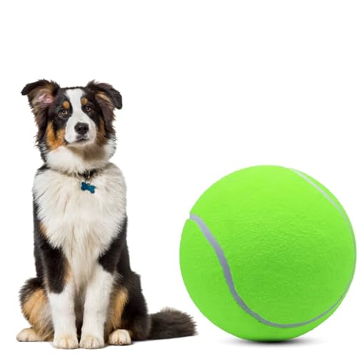 ZHUOKECE 24,1 cm großer Riesen-Tennisball für Hunde, Tennisball, großes Haustier-Kauspielzeug, Hundeball, Geschenk mit Nadel (Hellgrün) von ZHUOKECE