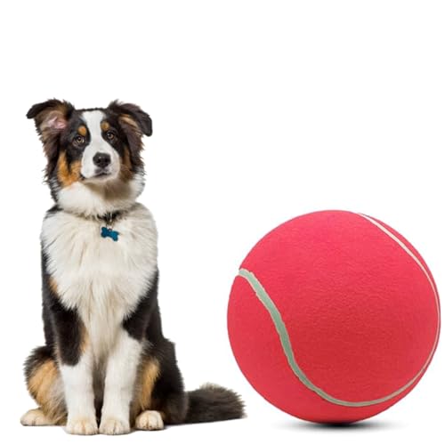 ZHUOKECE 24,1 cm großer Riesen-Tennisball für Hunde, Tennisball, großes Haustier-Kauspielzeug, Hundeball, Geschenk mit Nadel (rot) von ZHUOKECE