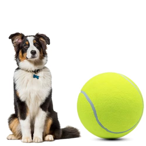 ZHUOKECE Großer Tennisball für Hunde, 24,1 cm, groß, Kauspielzeug, Geschenk mit Nadel (gelb) von ZHUOKECE