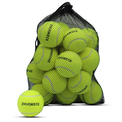 ZHUOKECE Tennisbälle, 18 Stück, Trainingsbälle, Übungsbälle mit Netztasche für einfachen Transport, Haustier-Hunde-Spielbälle, passend für Anfänger-Trainingsball (Grün) von ZHUOKECE