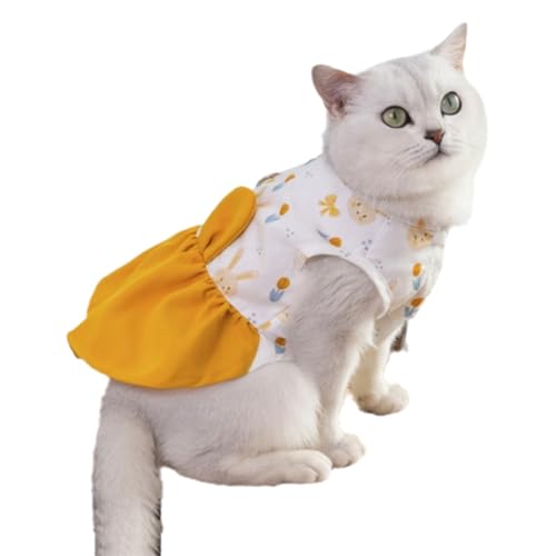 Katzenkleidung Hundehemd Mantel Katzenkleid weiche Welpen-/Kätzchenhemden Pullover Pyjamas for kleine und mittelgroße Hunde(Yellow,M) von ZHXQRP
