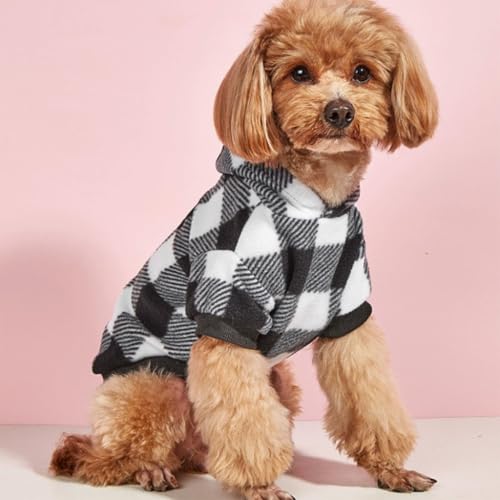 Katzenkleidung Kariertes Welpen-Katzenhemd Hunde-Kapuzenpullover warme Jacke süße Hemden for extra kleine Hunde Katzen Geburtstagsparty und Urlaubsfoto(Black and White Check,S) von ZHXQRP