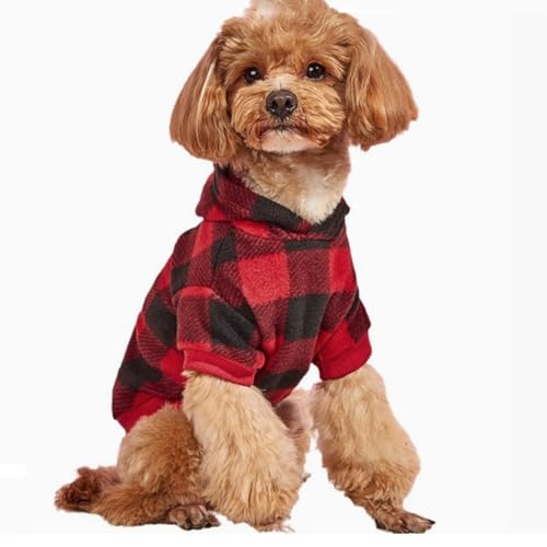Katzenkleidung Kariertes Welpen-Katzenhemd Hunde-Kapuzenpullover warme Jacke süße Hemden for extra kleine Hunde Katzen Geburtstagsparty und Urlaubsfoto(Black and red Check,M) von ZHXQRP