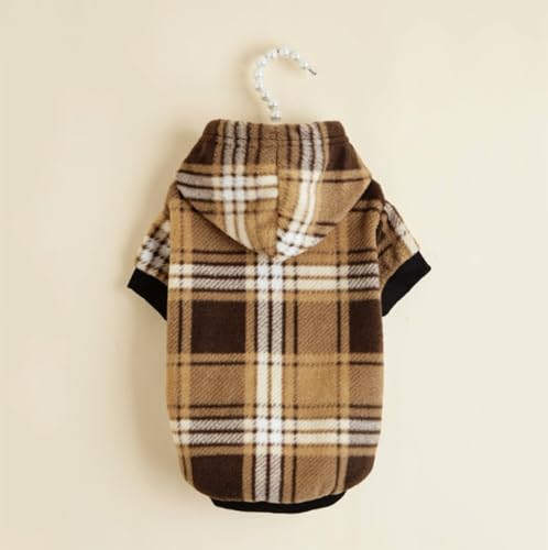 Katzenkleidung Kariertes Welpen-Katzenhemd Hunde-Kapuzenpullover warme Jacke süße Hemden for extra kleine Hunde Katzen Geburtstagsparty und Urlaubsfoto(Brown,L) von ZHXQRP