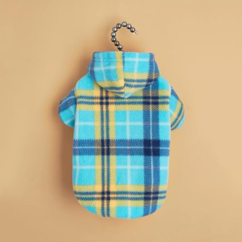 Katzenkleidung Kariertes Welpen-Katzenhemd Hunde-Kapuzenpullover warme Jacke süße Hemden for extra kleine Hunde Katzen Geburtstagsparty und Urlaubsfoto(Lake Blue,M) von ZHXQRP