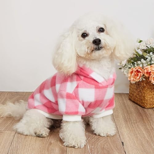 Katzenkleidung Kariertes Welpen-Katzenhemd Hunde-Kapuzenpullover warme Jacke süße Hemden for extra kleine Hunde Katzen Geburtstagsparty und Urlaubsfoto(Pink and White Check,L) von ZHXQRP