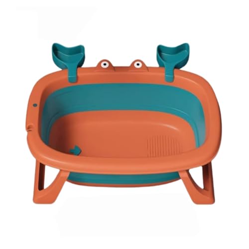 ZHXQRP Collapsible Tragbare Badewanne mit Ablagefach und Antirutschmatte Platz Sparen Faltbare Hundebadewanne für Welpen kleine Hunde Katzen(Orange) von ZHXQRP