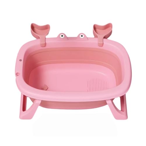ZHXQRP Collapsible Tragbare Badewanne mit Ablagefach und Antirutschmatte Platz Sparen Faltbare Hundebadewanne für Welpen kleine Hunde Katzen(Pink) von ZHXQRP