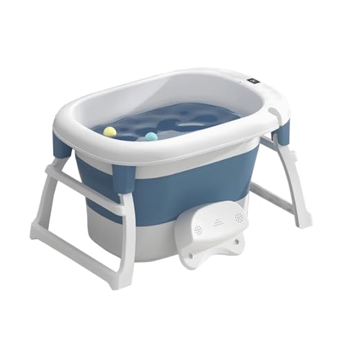 ZHXQRP Faltbare Badewanne mit Ablaufloch Tragbares Platzsparendes Design Haustierbadewanne for Welpen Kleine Hunde Katzen(Blue) von ZHXQRP