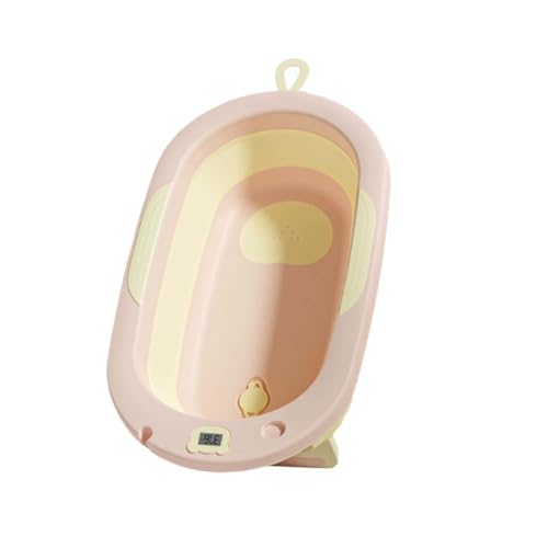 ZHXQRP Faltbare Haustier-Badewanne mit Ablaufloch und Intelligente Digitale Temperaturmessung Kunststoff Hundepool für Welpen Kleine Hunde Katzen(Pink) von ZHXQRP
