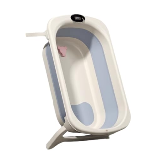 ZHXQRP Hundebadewanne mit Anti-Rutsch-Pad und Ablaufstopfen Multifunktionale zusammenklappbare Haustier Badewanne Tragbar Platzsparendes Design(Blue with Thermometer) von ZHXQRP