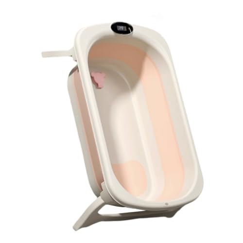 ZHXQRP Hundebadewanne mit Anti-Rutsch-Pad und Ablaufstopfen Multifunktionale zusammenklappbare Haustier Badewanne Tragbar Platzsparendes Design(Pink with Thermometer) von ZHXQRP
