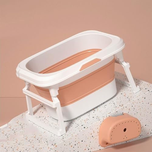 ZHXQRP Hundebadewanne zusammenklappbare Haustierbadewanne tragbare Klappbadewannen platzsparendes Design Kunststoffbadewanne for Welpen kleine Hunde und Katzen(Pink,Large(77x51x49)) von ZHXQRP