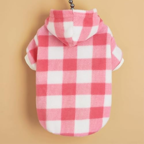 ZHXQRP Katzenkleidung Kariertes Welpen-Katzenhemd Hunde-Kapuzenpullover warme Jacke süße Hemden for extra kleine Hunde Katzen Geburtstagsparty und Urlaubsfoto(Pink and White Check,S) von ZHXQRP