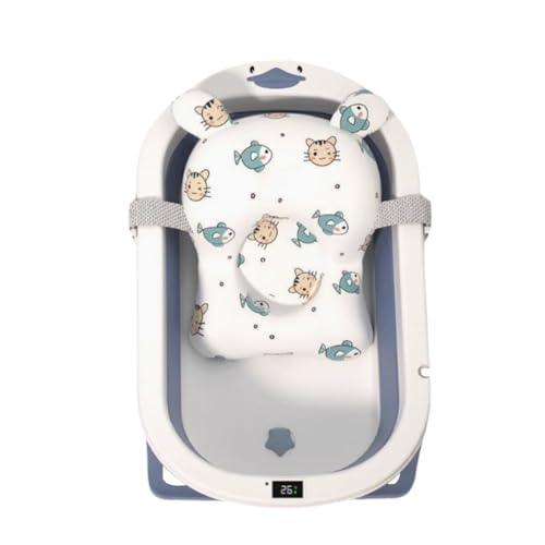 ZHXQRP Multifunktionale Faltbare Haustierbadewanne mit Ablaufloch und Badematte Große Kapazität Kunststoff Hundepool(Blue with Bath mat) von ZHXQRP