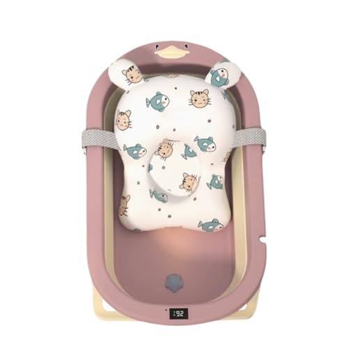 ZHXQRP Multifunktionale Faltbare Haustierbadewanne mit Ablaufloch und Badematte Große Kapazität Kunststoff Hundepool(Pink with Bath mat) von ZHXQRP