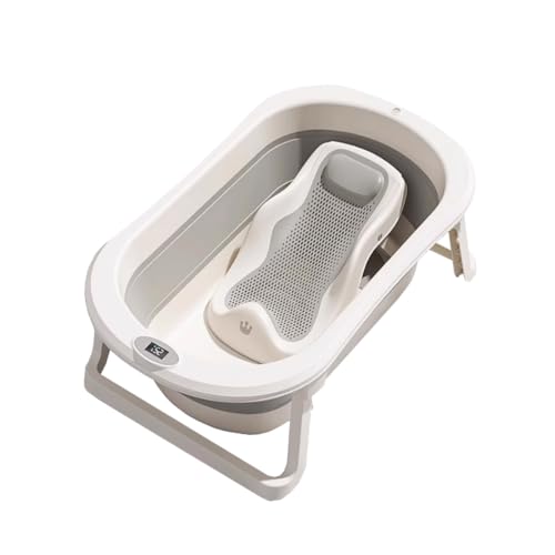 ZHXQRP Multifunktionale Faltbare Haustierbadewanne mit Ablaufloch und Badewannenablage Tragbare Wäschewanne Einfache Bedienung(Gray with Bath Rack) von ZHXQRP