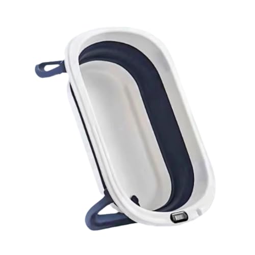 ZHXQRP Multifunktionale Zusammenklappbare Haustier Badewanne Einfache Bedienung mit Ablaufstopfen Hundebadewanne für Welpen Kleine Hunde Katzen(Blue Temperature Sensing Type) von ZHXQRP