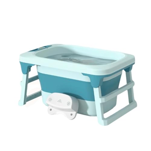 ZHXQRP Multifunktionaler Faltbarer Hundepool mit Ablaufloch und Digitale Temperatur Zusammenklappbar Hundebadewanne Geeignet für Welpen Kleine Hunde Katzen(Blue) von ZHXQRP