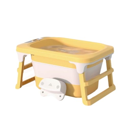 ZHXQRP Multifunktionaler Faltbarer Hundepool mit Ablaufloch und Digitale Temperatur Zusammenklappbar Hundebadewanne Geeignet für Welpen Kleine Hunde Katzen(Yellow) von ZHXQRP
