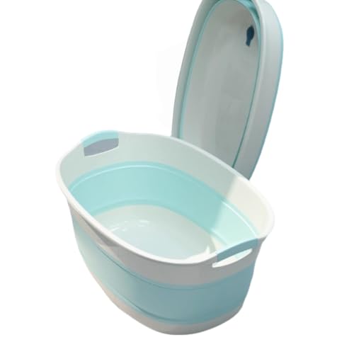 ZHXQRP Tragbare Badewanne für Welpen Kleine Hunde Katzen Tragbares und Platzsparendes Design Hundebadewanne mit Ablaufstopfen(Blue) von ZHXQRP